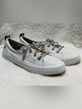 SPERRY Women's Crest Vibe Linen Sneakers White Size 9.5 US Casual Boat Chic Prep